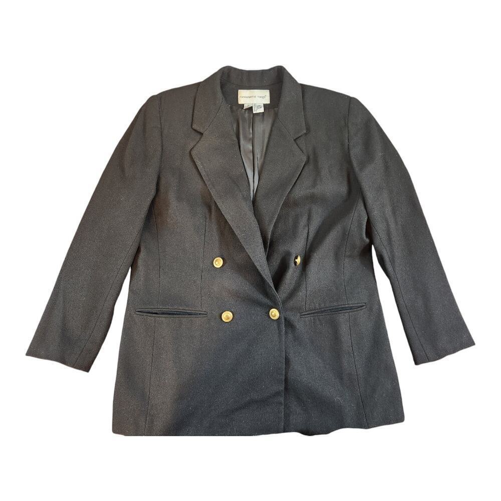 Fundamental Things womens sz 14 100% new wool vtg preppy blazer jacket black